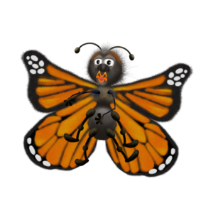 The BUTTERFLY PUPPET is part of a line of  silly bug characters. This digital puppet is fully rigged for Adobe Character Animator with lip sync, head and body turns, triggerable expressions and limb IK behaviors.