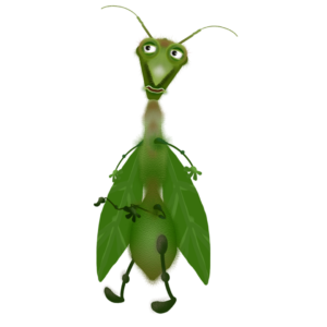 The PRAYING MANTIS PUPPET is part of a line of  silly bug characters. This digital puppet is fully rigged for Adobe Character Animator with lip sync, head and body turns, triggerable expressions and limb IK behaviors.